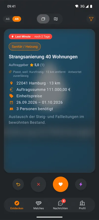 Android: Swipe-Stapel mit Auftragskarte
