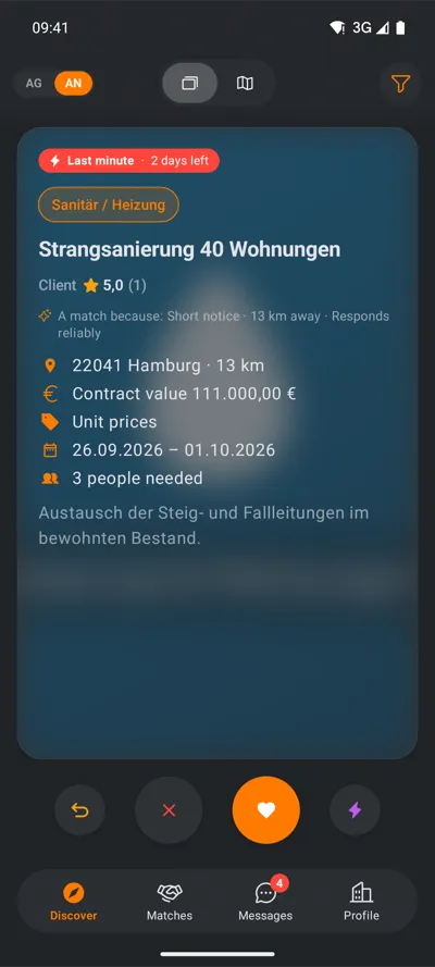 Android: swipe-pakli megbízáskártyával