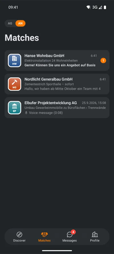 Android: matchek listája a legutóbbi üzenetekkel
