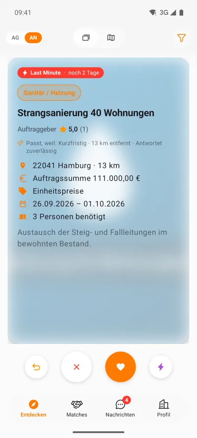 Android: Swipe-Stapel mit Auftragskarte