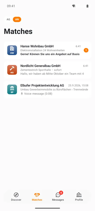 Android: matchek listája a legutóbbi üzenetekkel